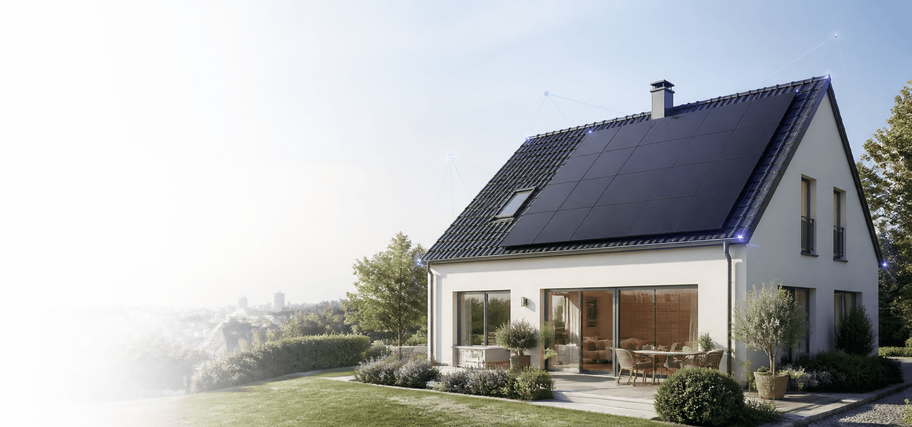 Maison équipée de panneaux photovoltaïques analysée par Adelio.ai